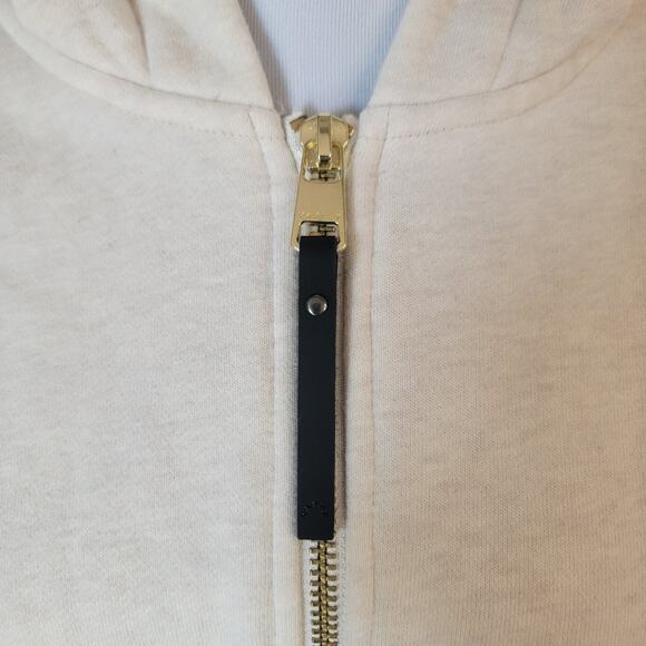 Varley Women S Victoria Hoodie Oatmeal Gold Zip Drawstring Waist Comfy VAR00990 - Picture 11 of 13